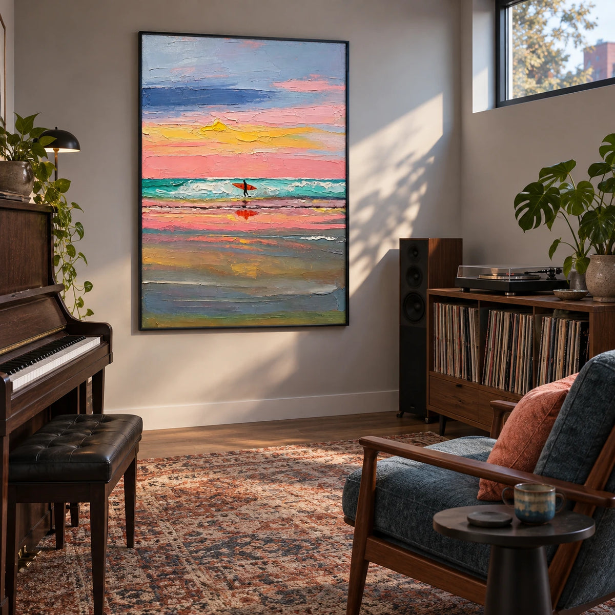 pastel surf walk displayed in a music room