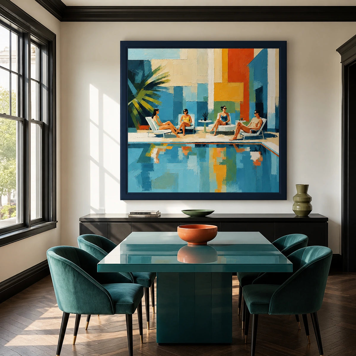 colorblock poolside displayed in a dining space