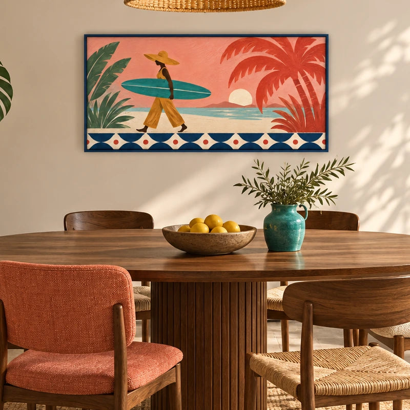 coral coast surfer displayed in a dining space
