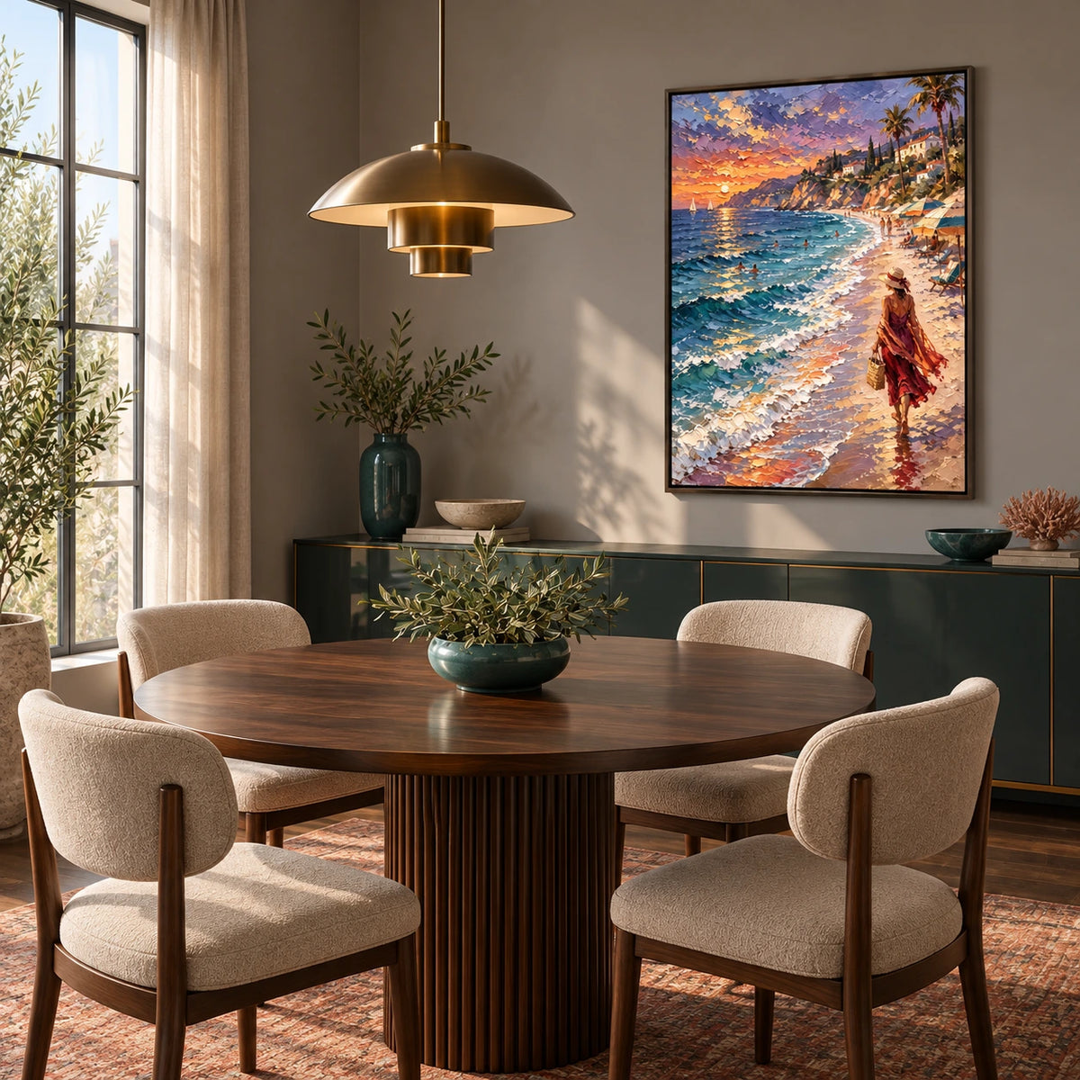 carmel sunset shore displayed in a dining room