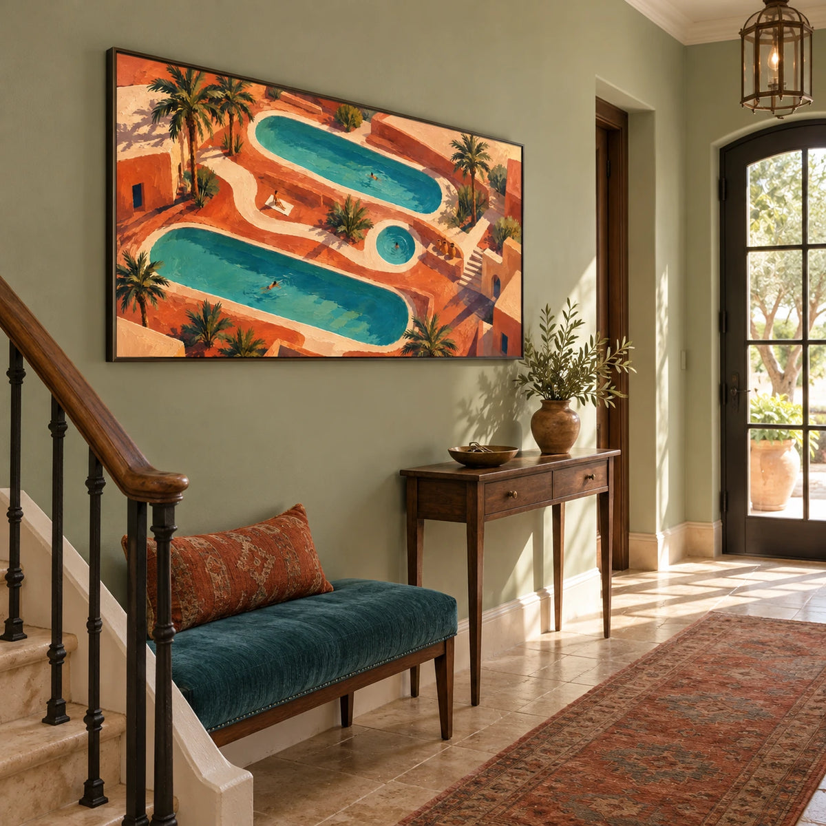 terracotta pool retreat displayed in a entry hall