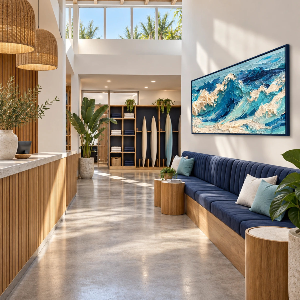 blue surge displayed in a surf club reception