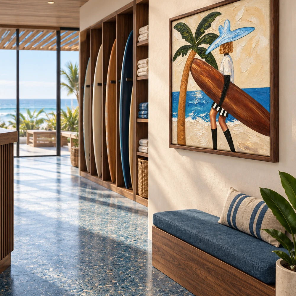coastal ride displayed in a surf club reception