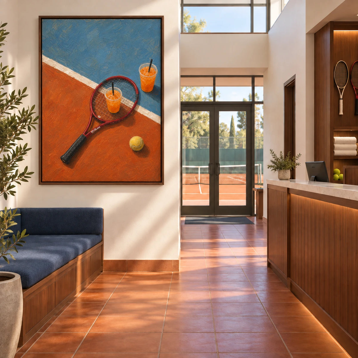 tennis court refresh displayed in a tennis club reception