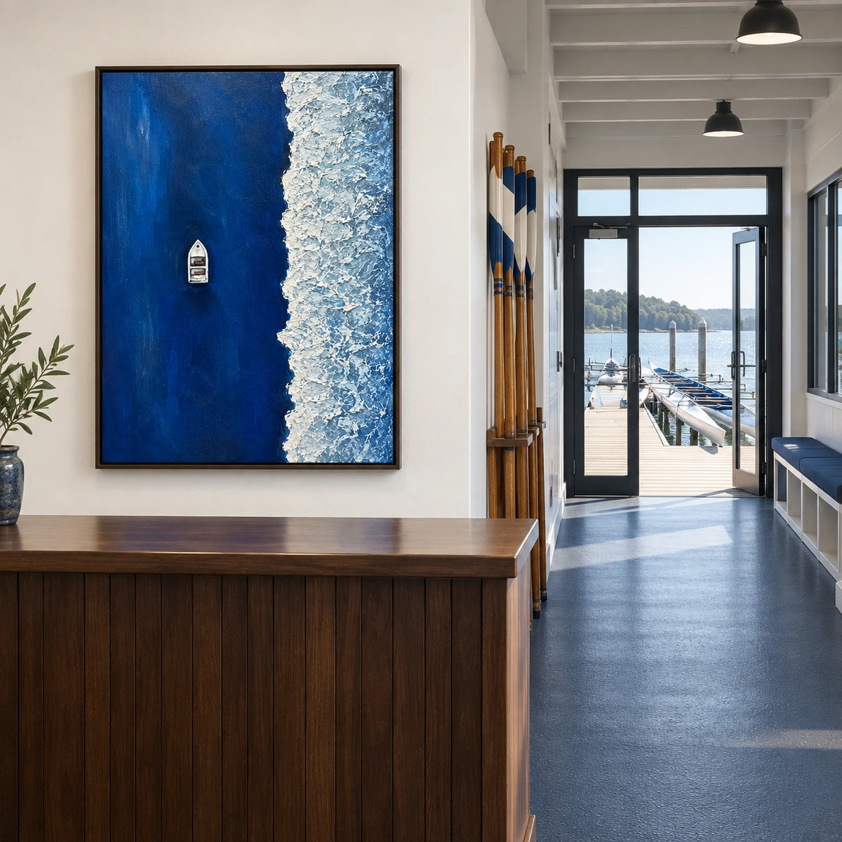 tidal edge displayed in a rowing club reception