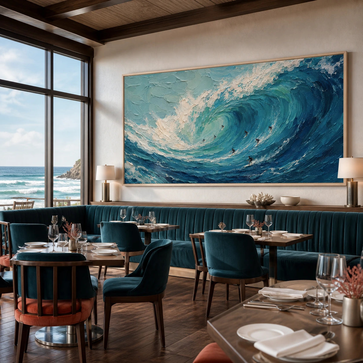 chasing the break displayed in a coastal dining