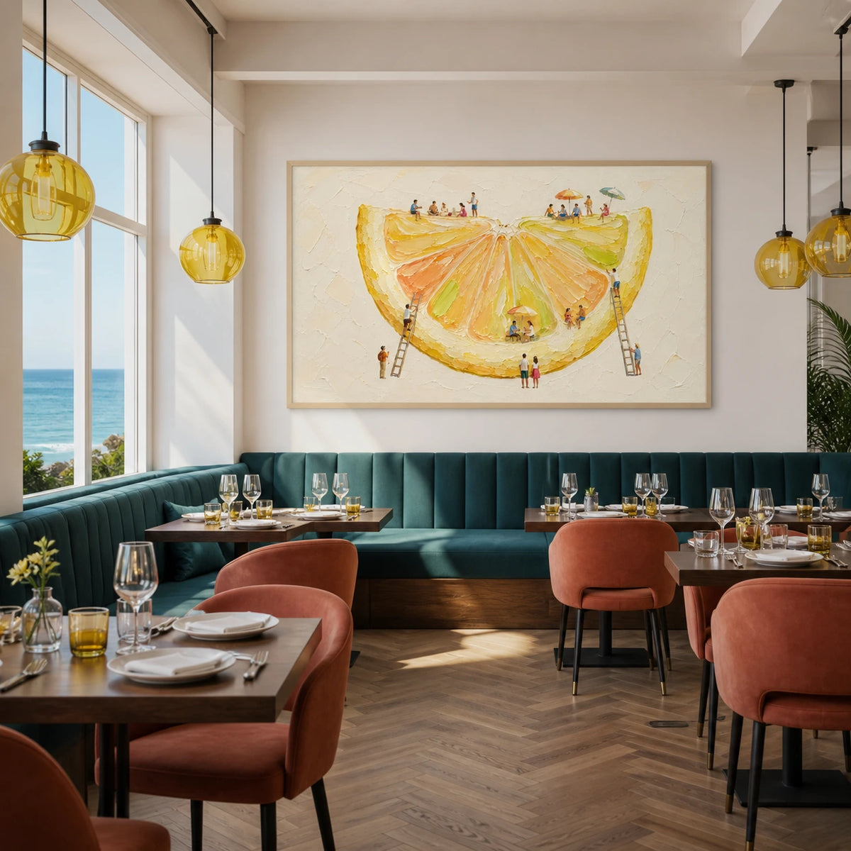a slice of summer displayed in a coastal dining