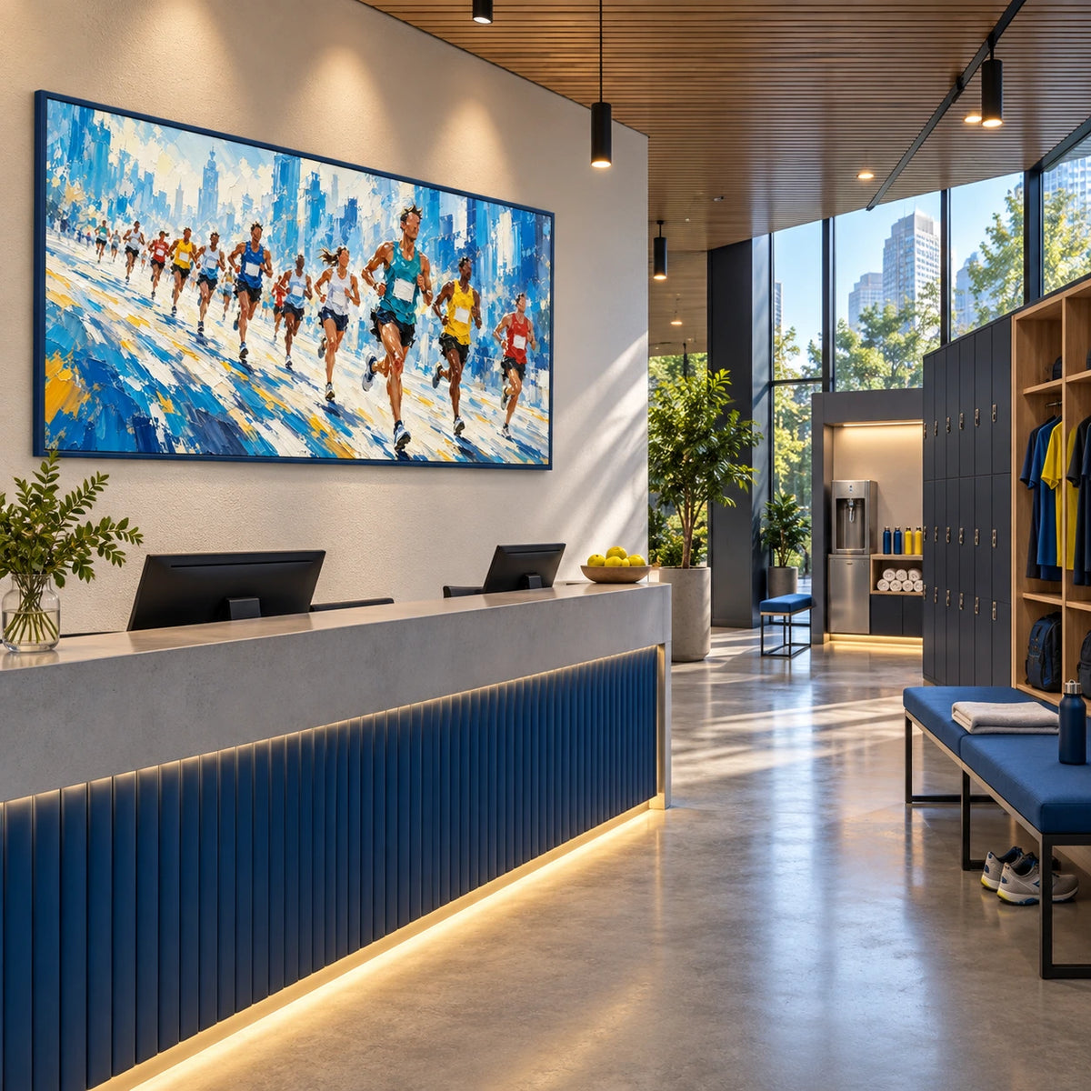 city run displayed in a city running club reception