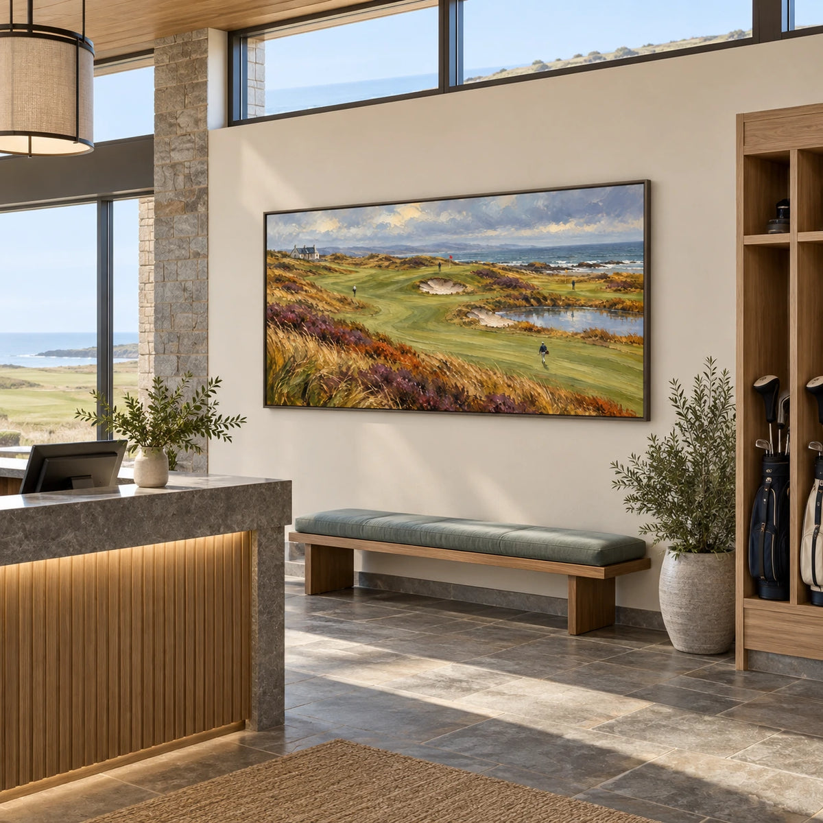 wild coast golf links displayed in a coastal golf club reception