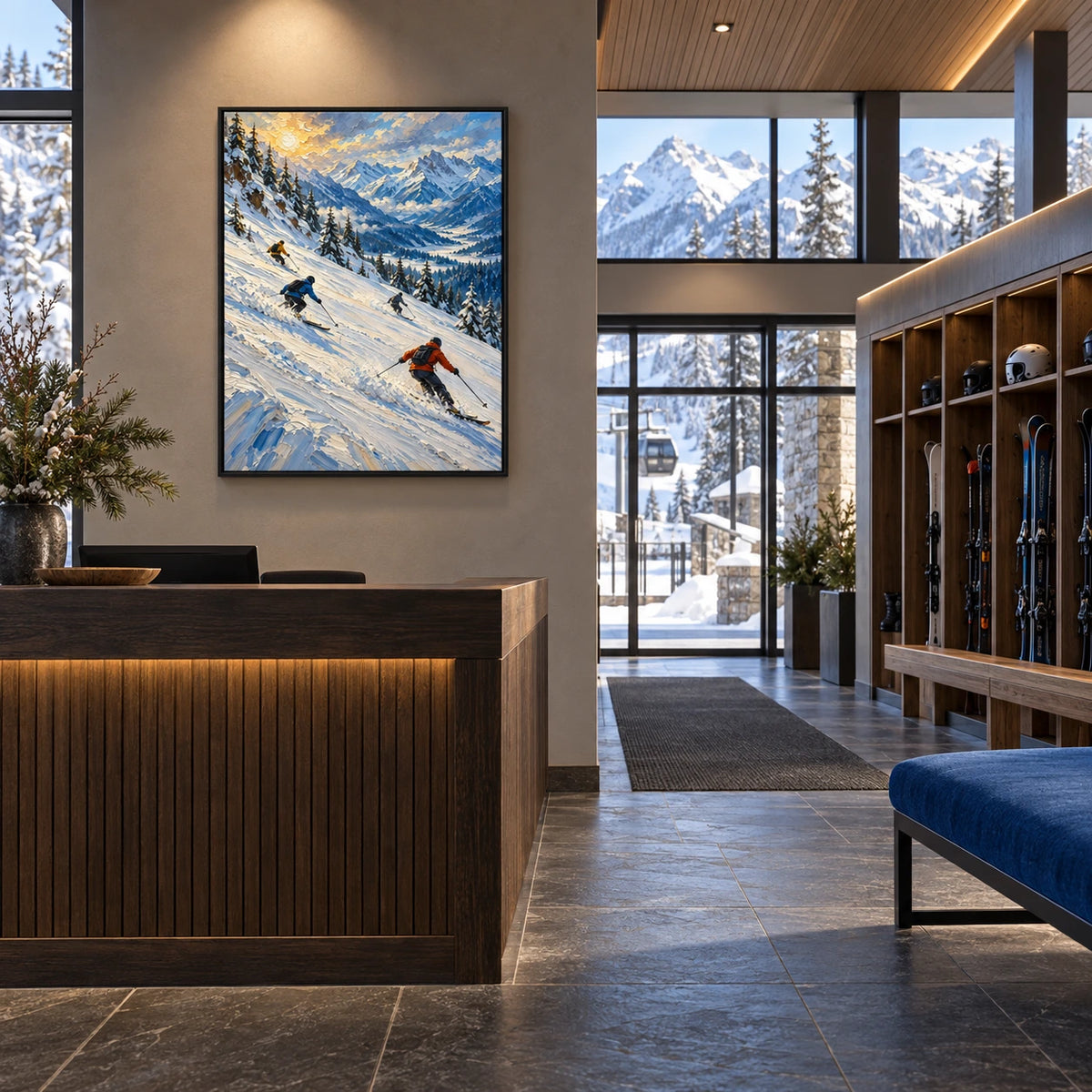 alpine descent displayed in a ski club reception