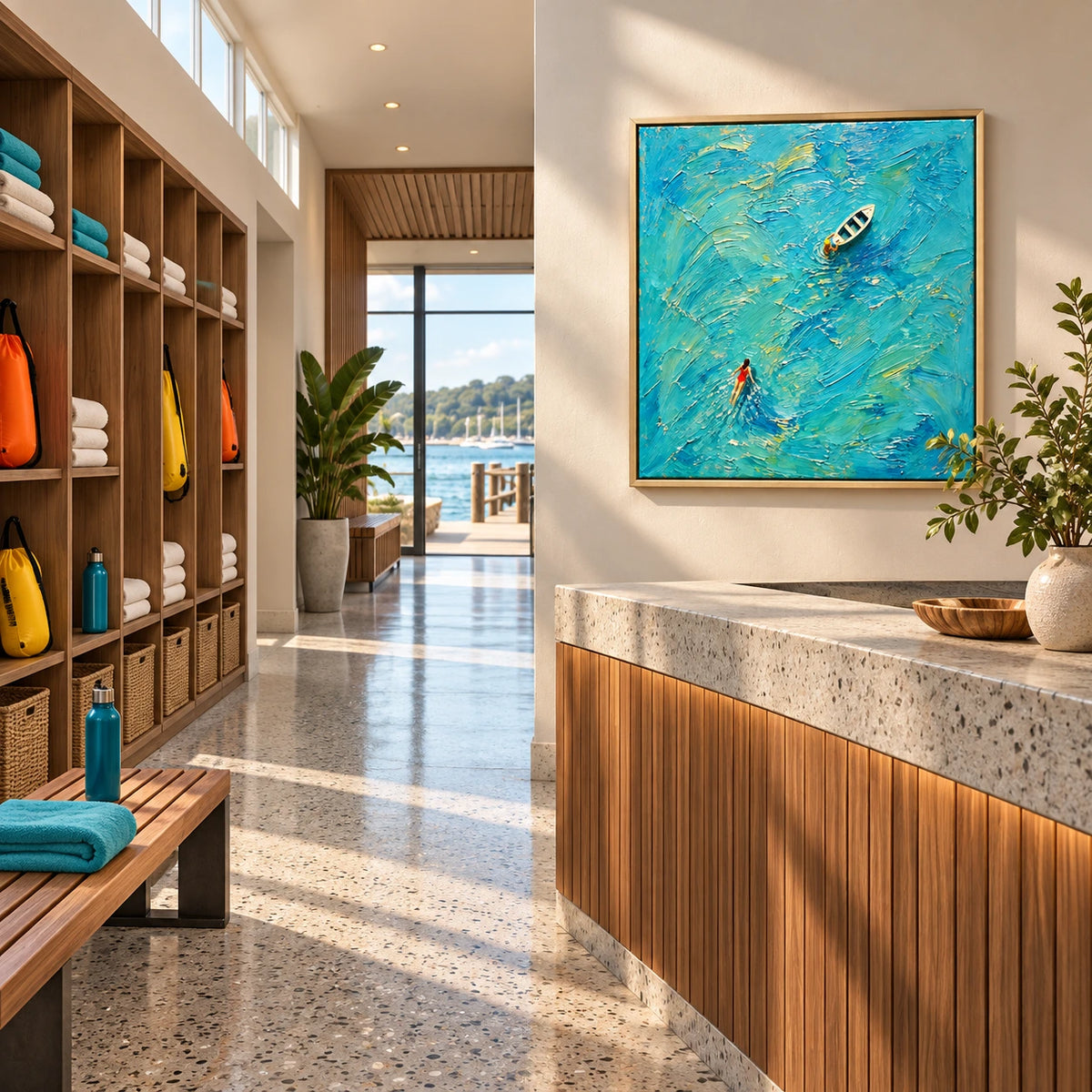 ocean wanderer displayed in a open-water swim club reception
