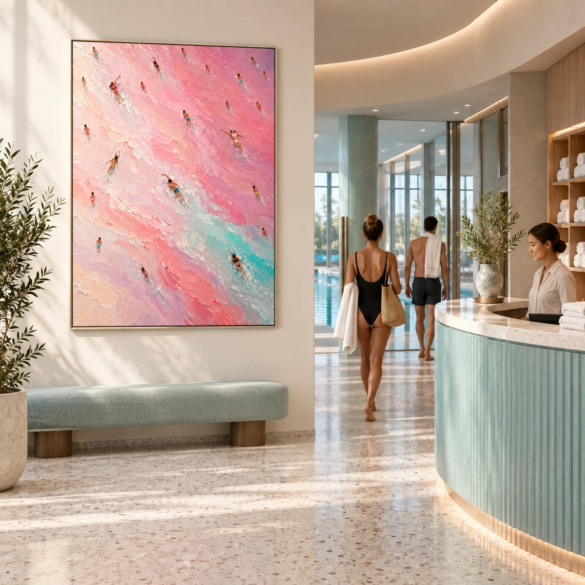 pink tide swimmers displayed in a aquatic club reception