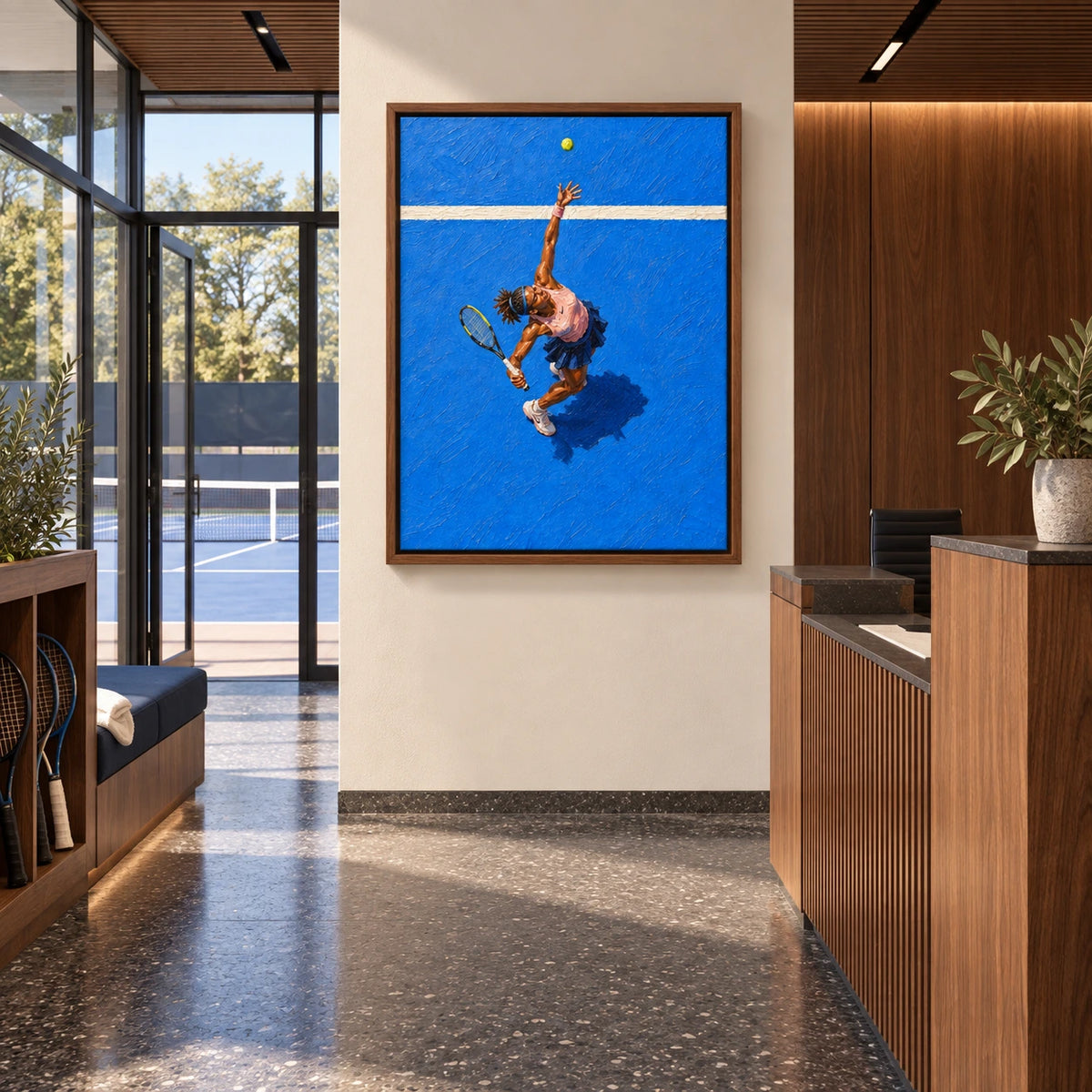 tennis under the sun displayed in a tennis club reception