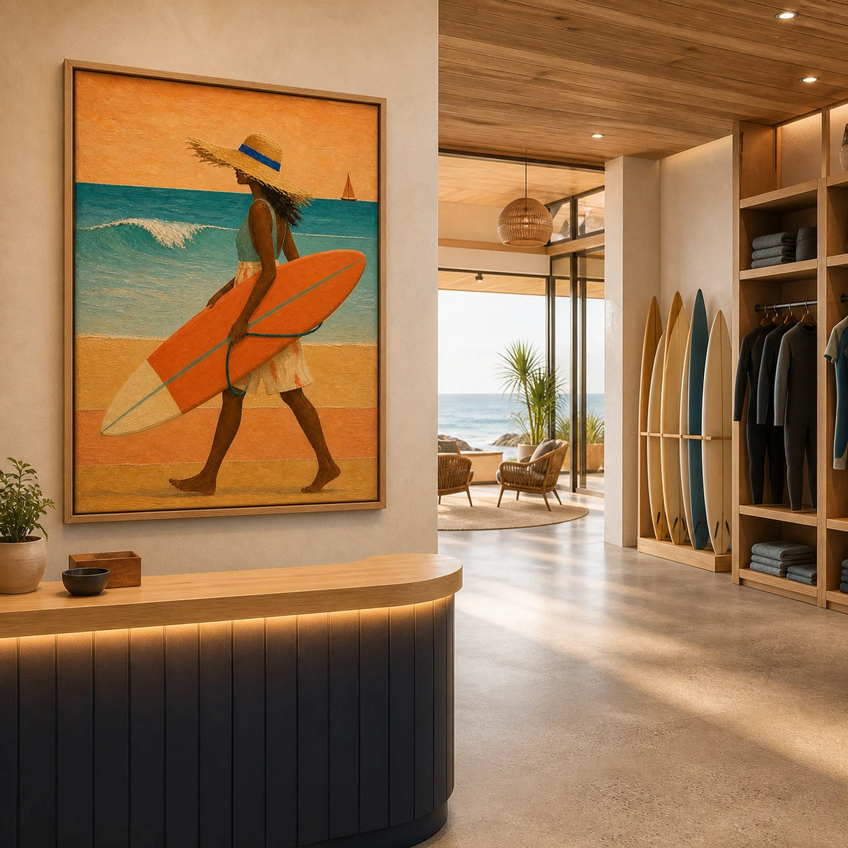 coastal stride displayed in a surf club reception