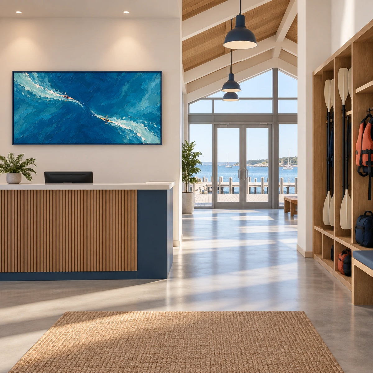kayak current displayed in a coastal paddling club reception
