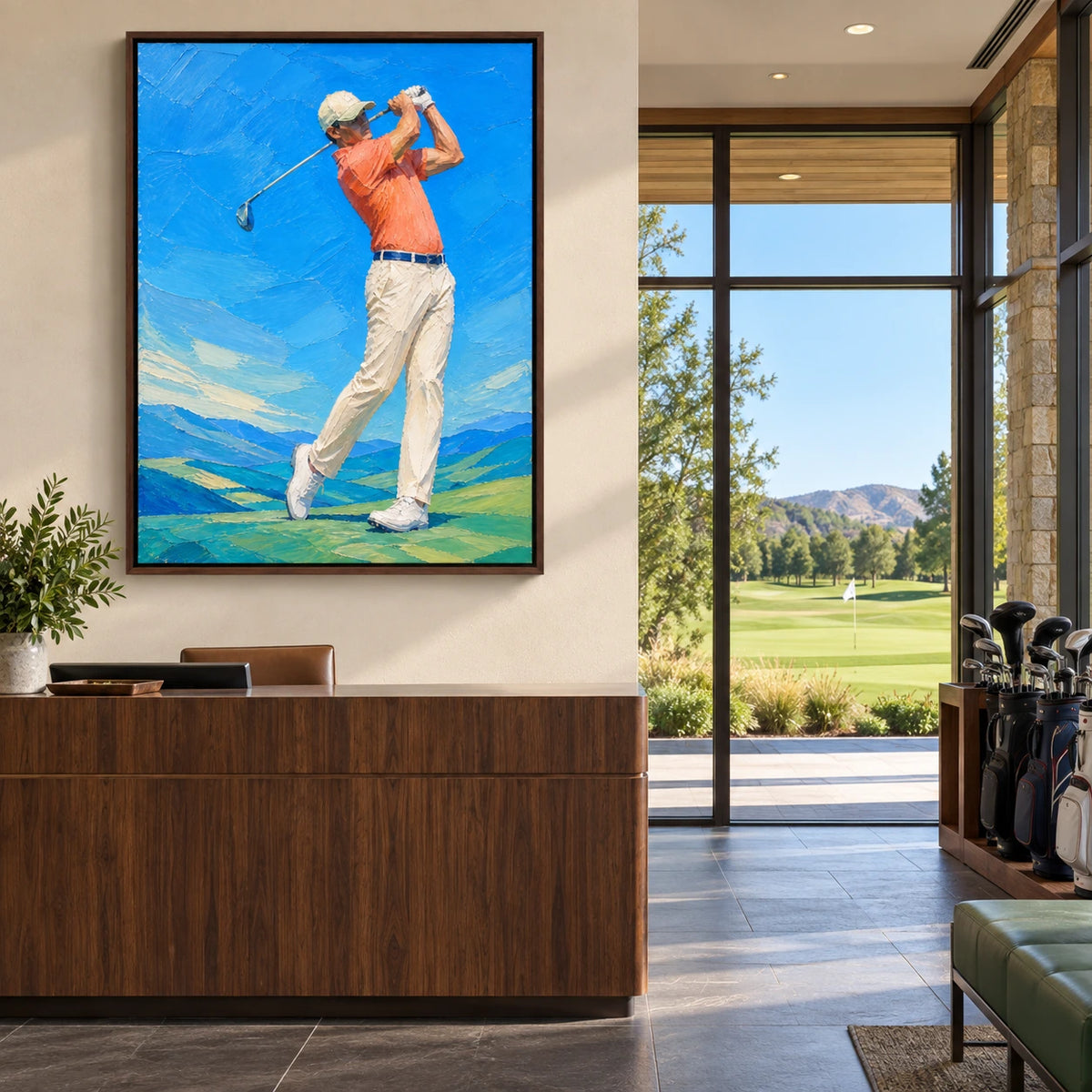 reading the green displayed in a golf club reception