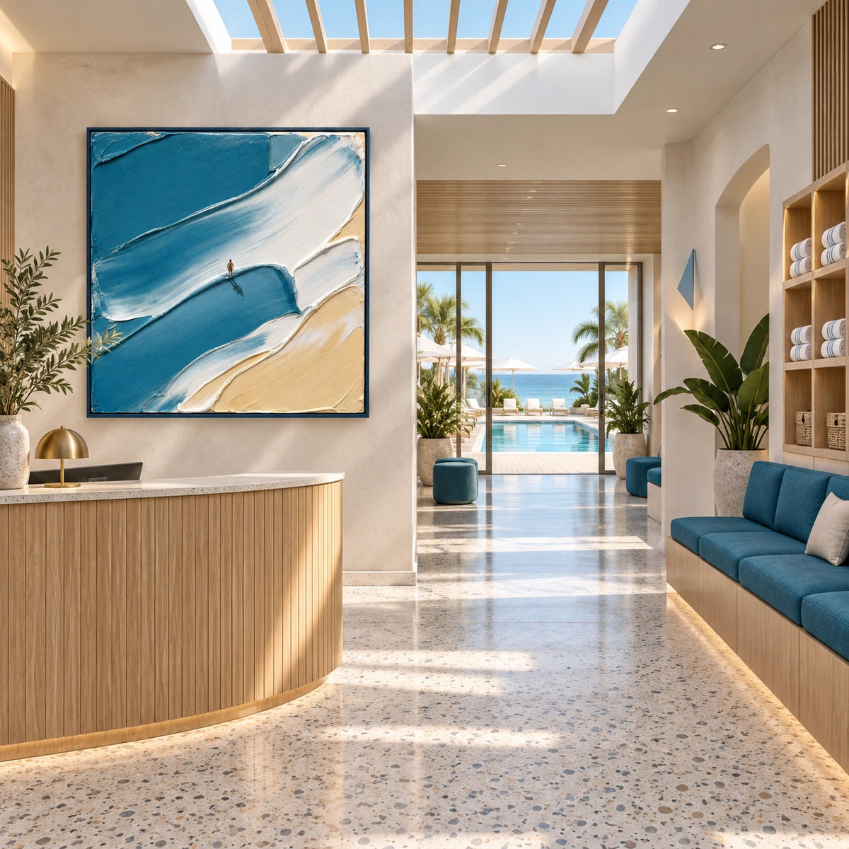bluewater wanderer displayed in a coastal swim club reception