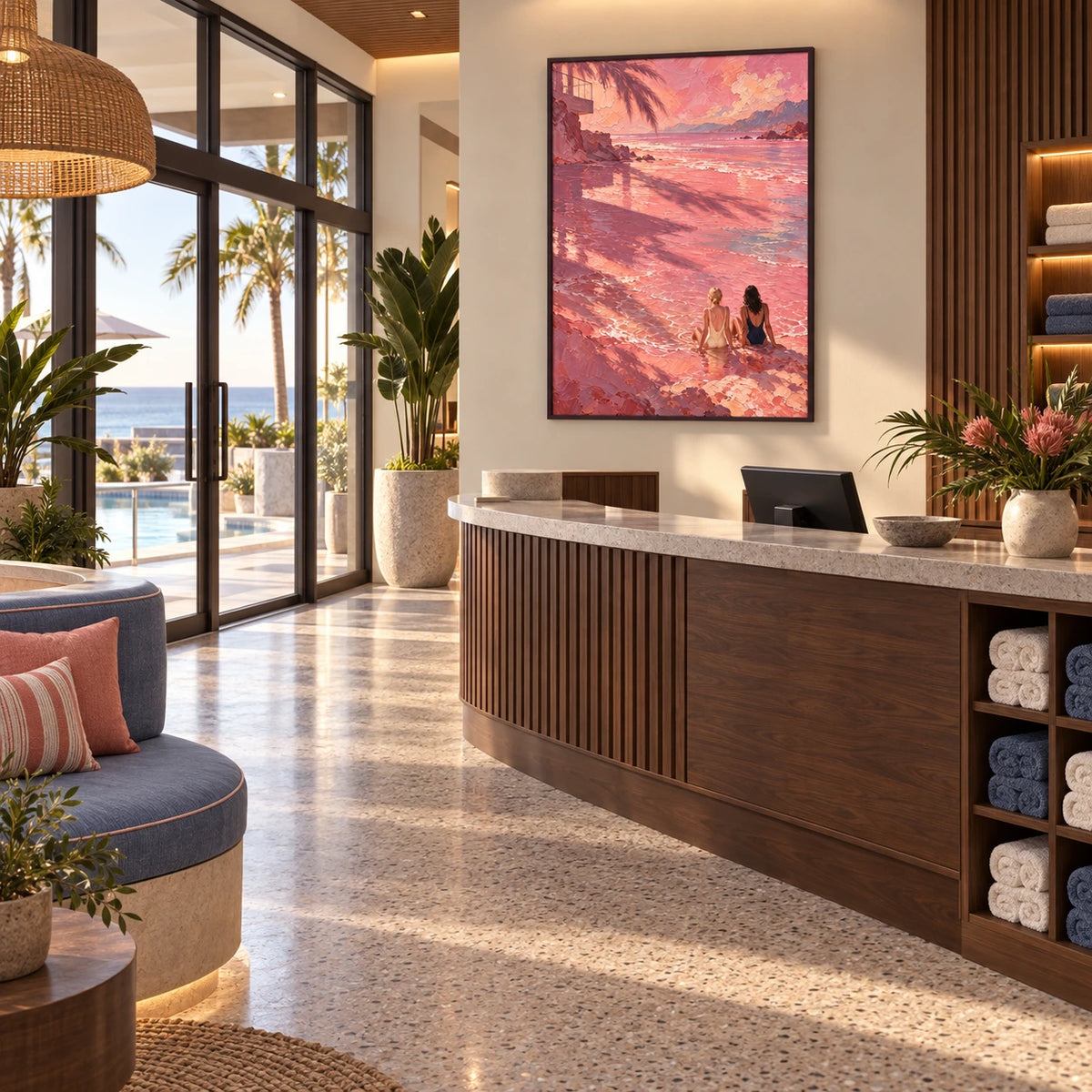 rosewater shore displayed in a coastal swim club reception