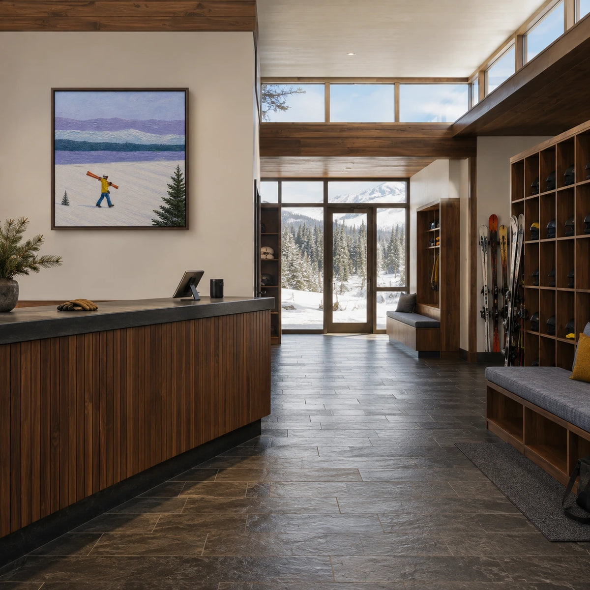 winter coast crossing displayed in a ski club reception