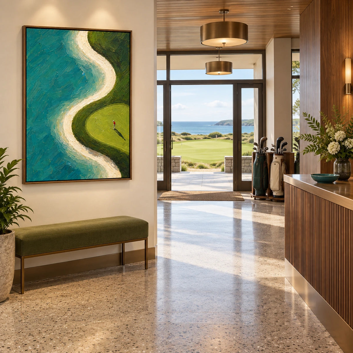 tidal green displayed in a coastal golf club reception