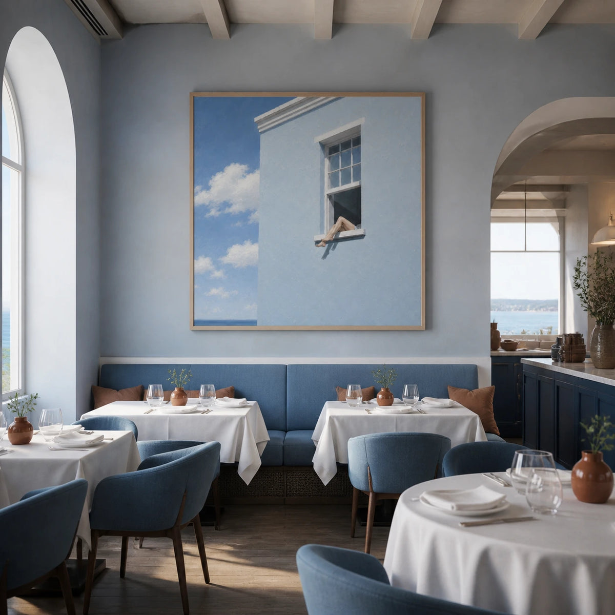 barefoot afternoon displayed in a coastal dining