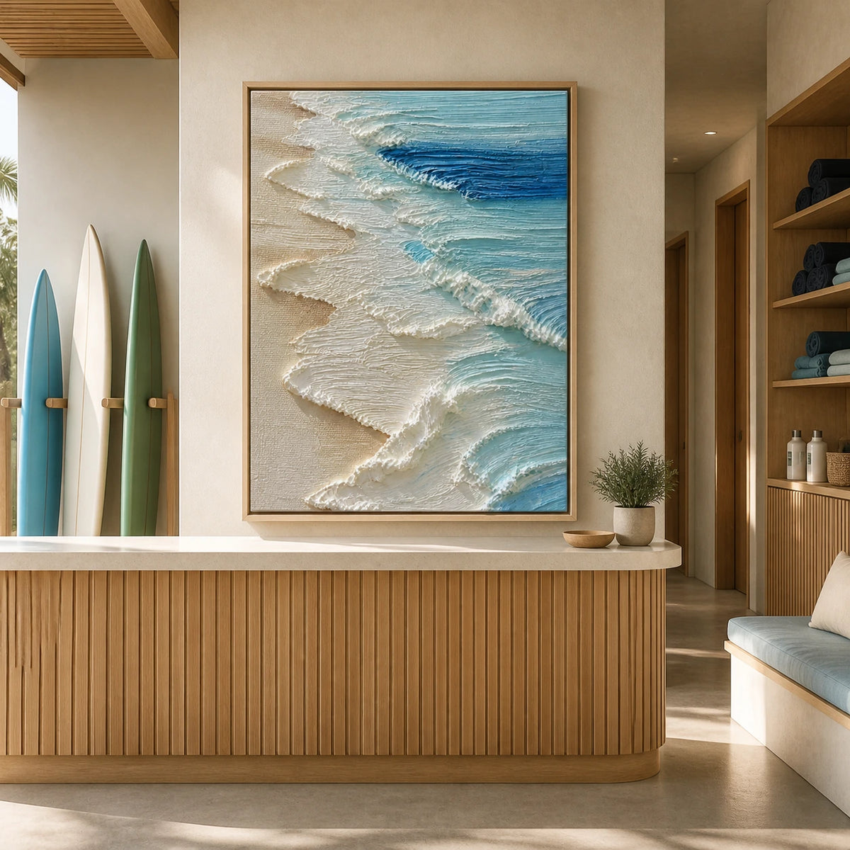 tidal rhythm displayed in a surf club reception