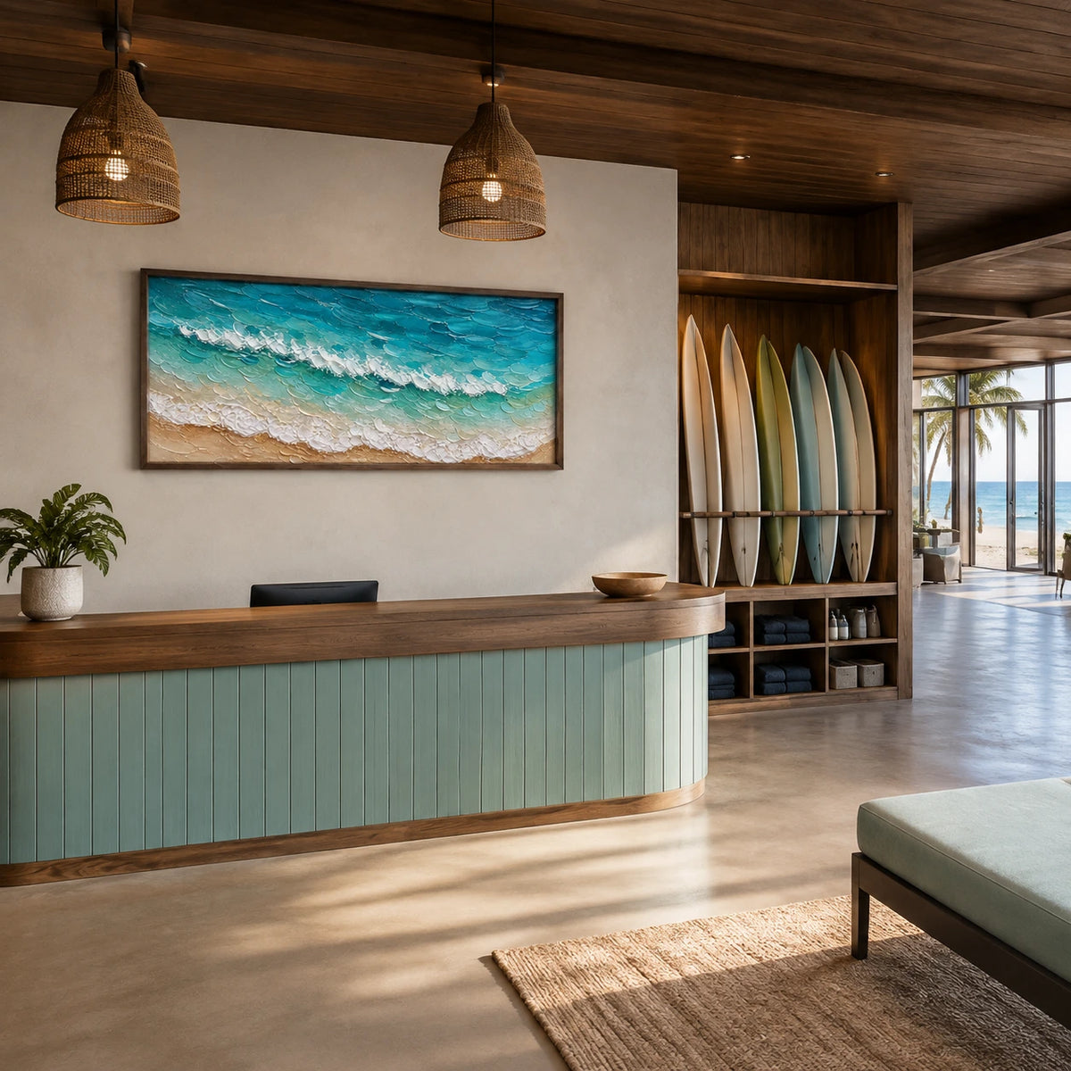seafoam drift displayed in a club lounge