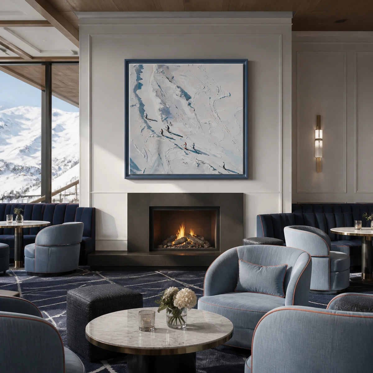 alpine drift displayed in a ski club lounge