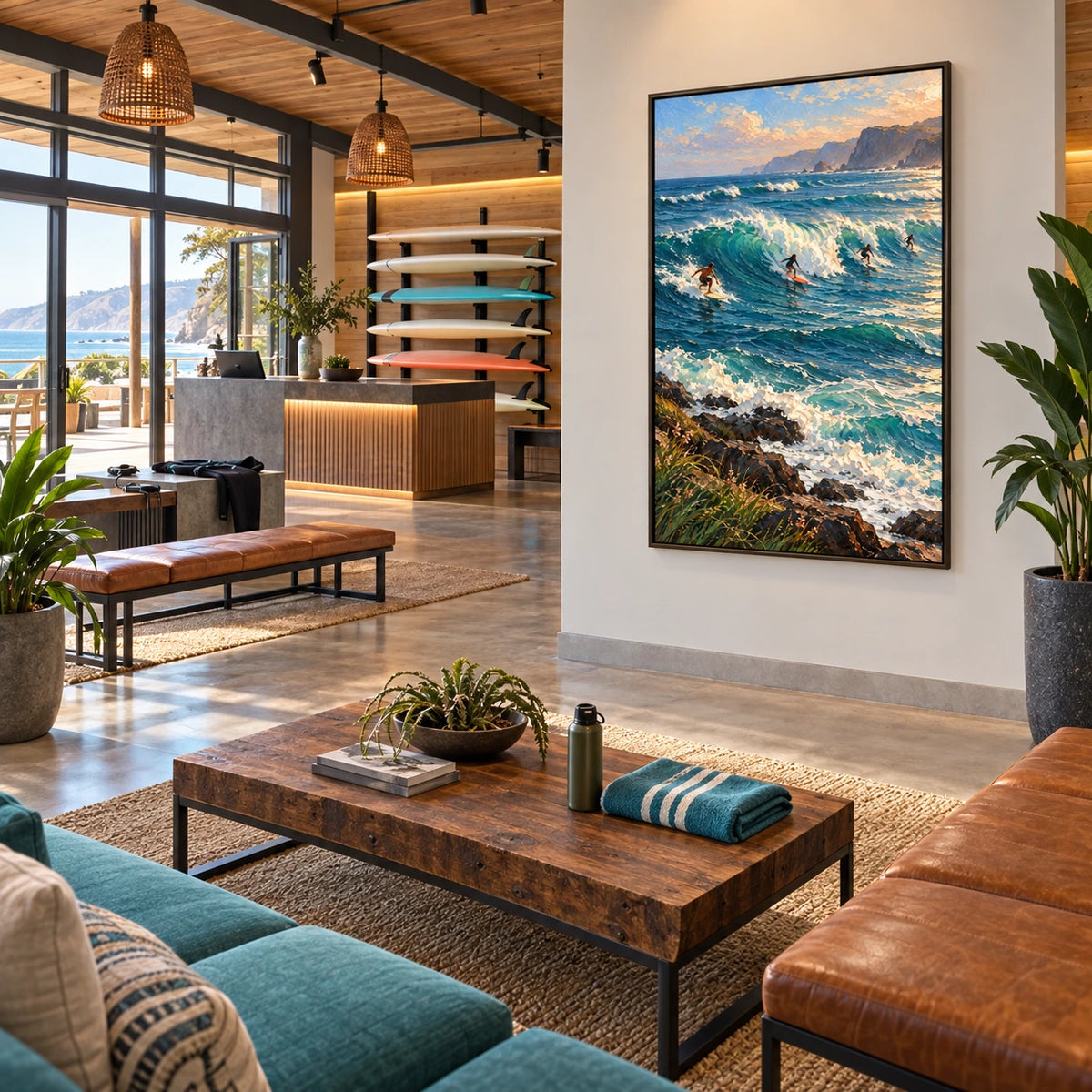 coastal breakers displayed in a surf club