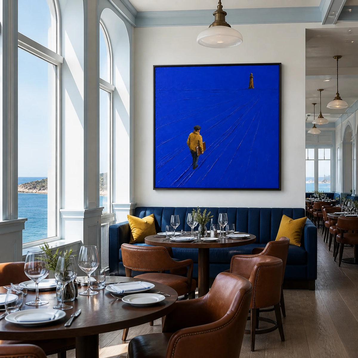 cobalt passage displayed in a coastal dining