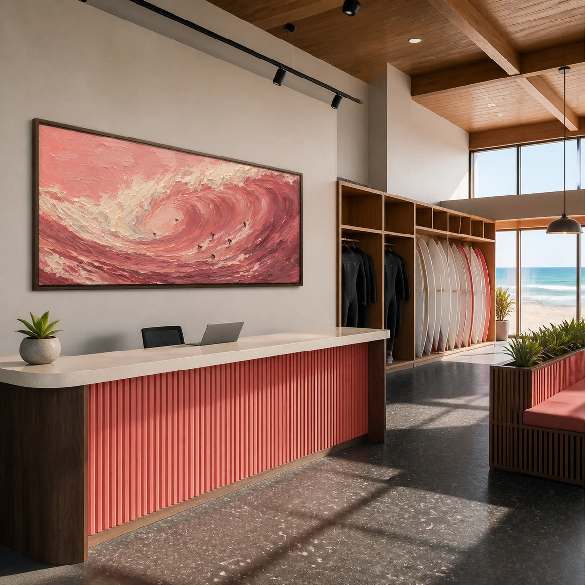 rosewater break displayed in a surf club reception