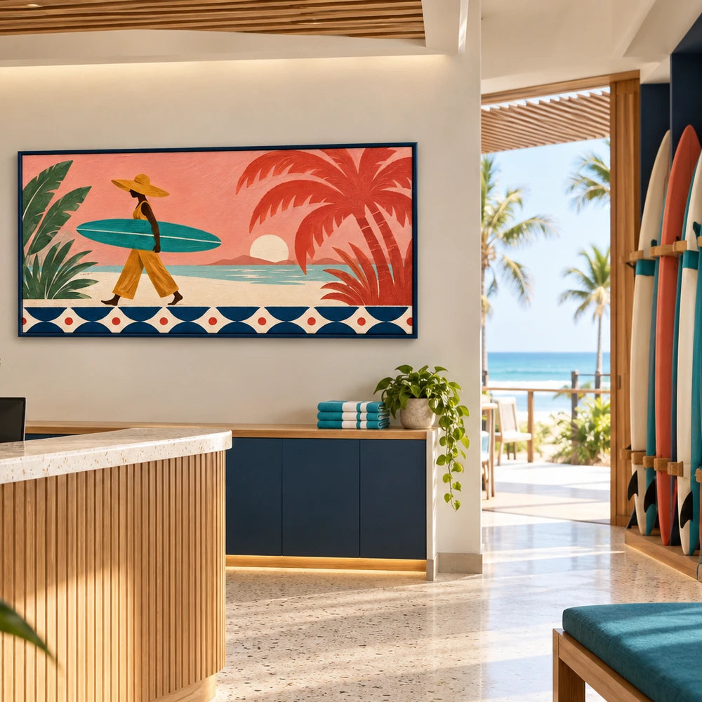 coral coast surfer displayed in a surf club reception