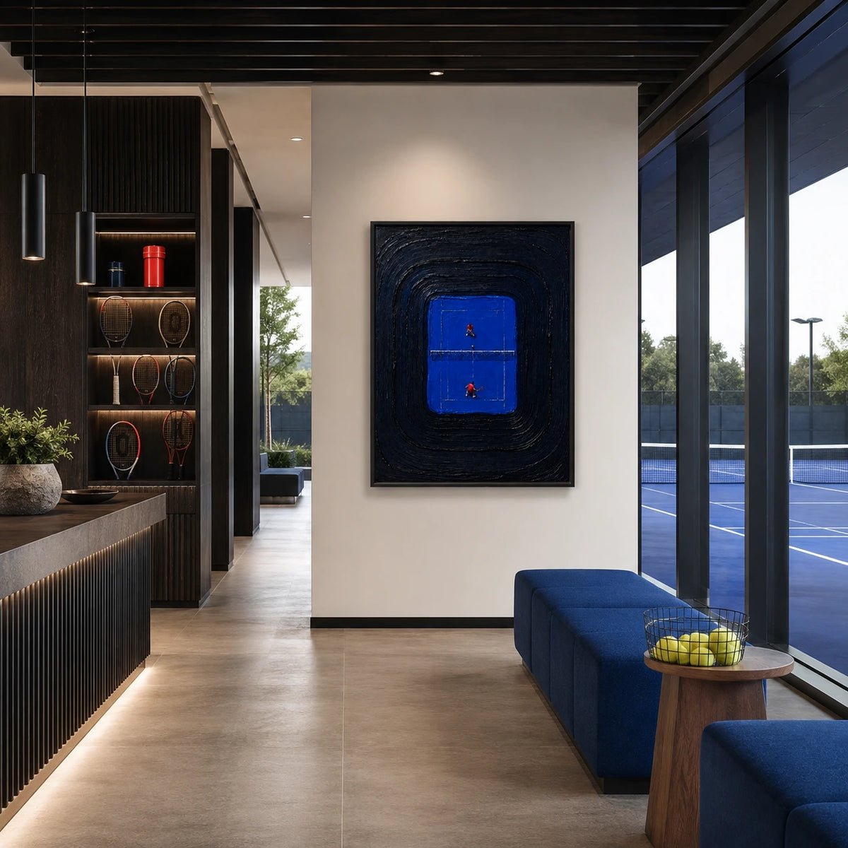 midnight tennis displayed in a tennis club reception