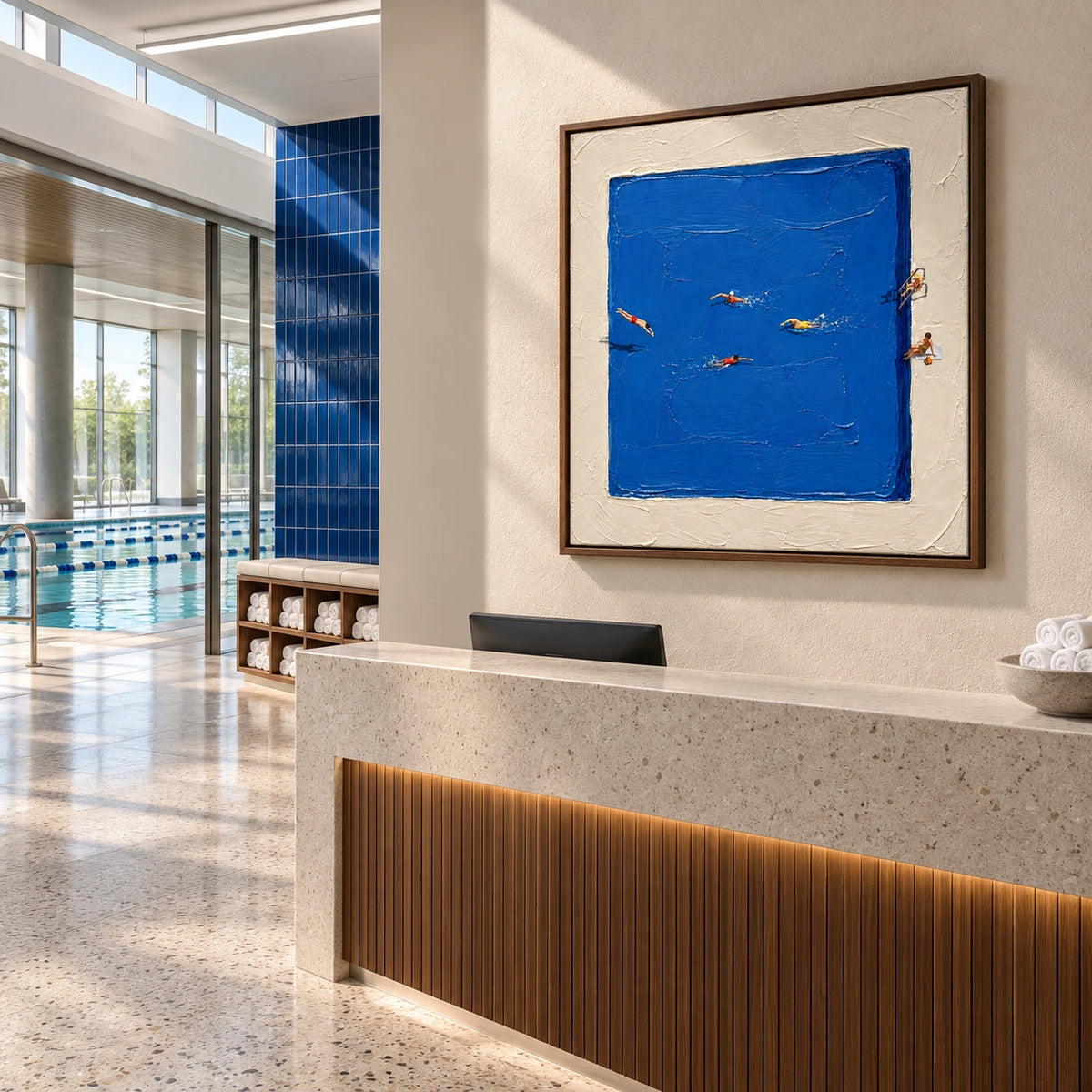 bluewater swimmers displayed in a swim club reception