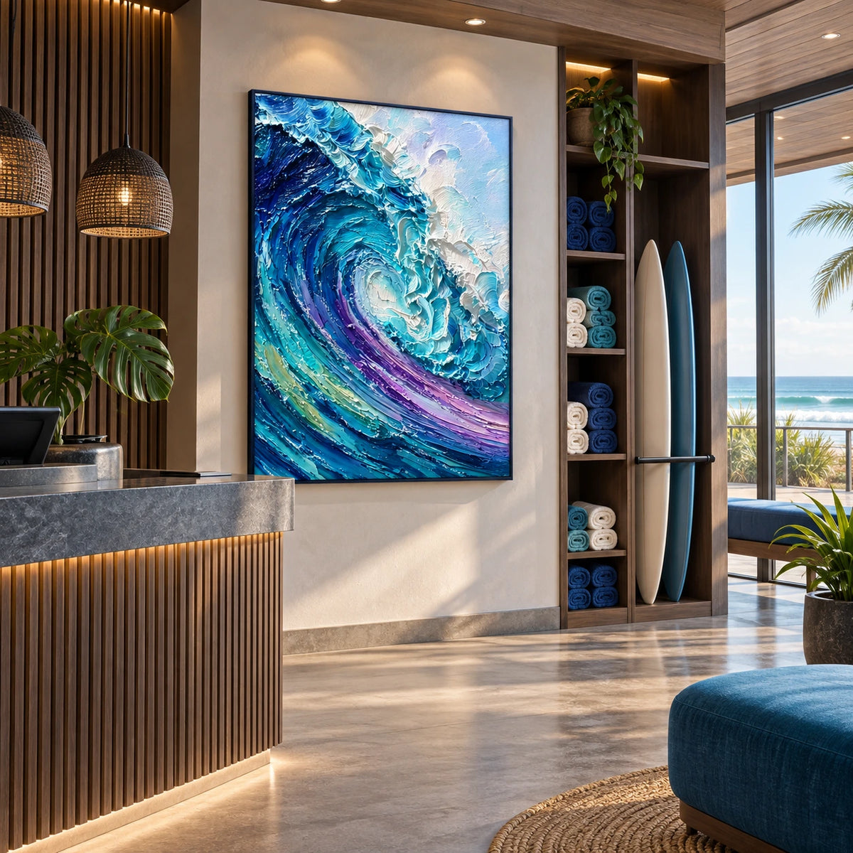 tidal light displayed in a surf club reception
