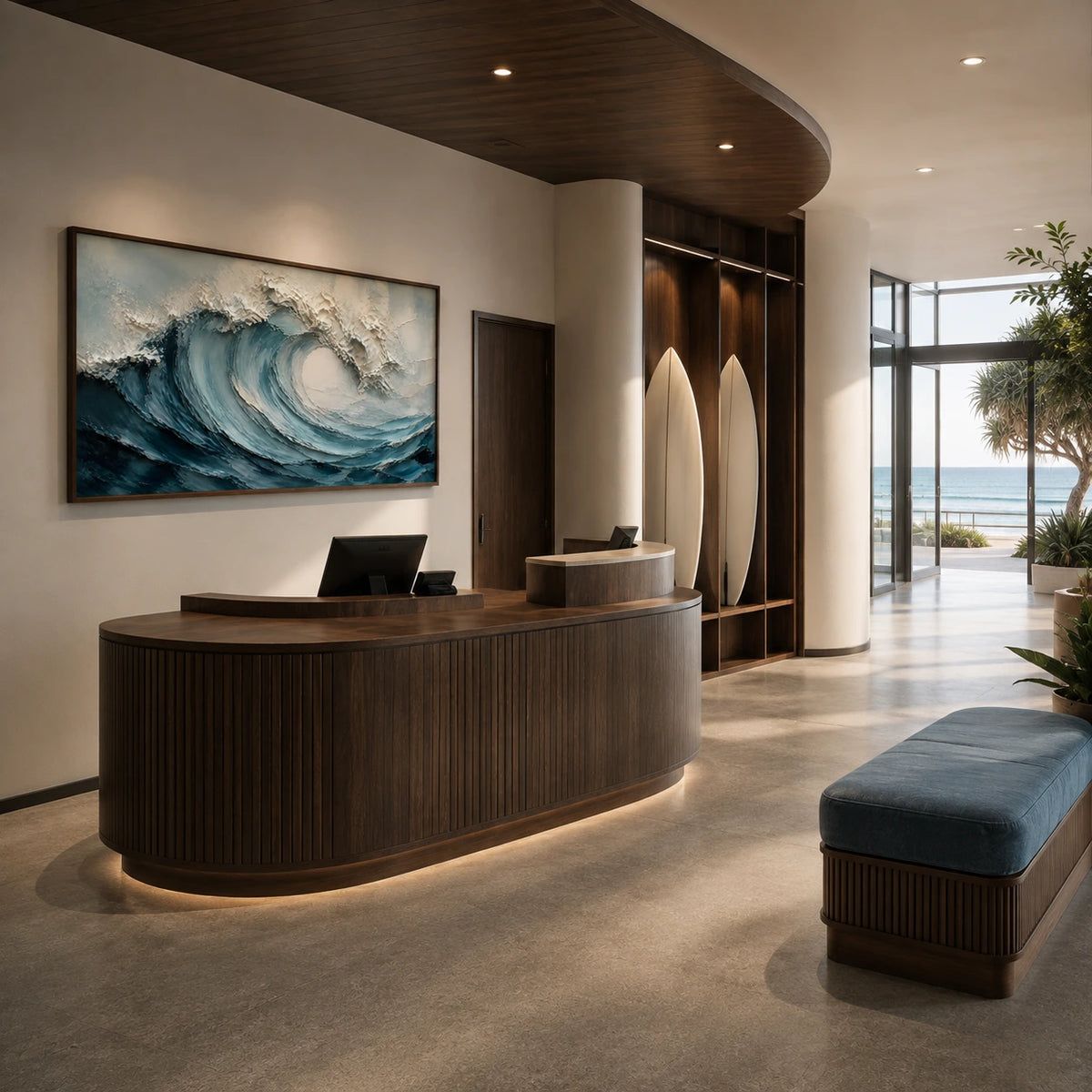 tidal arc displayed in a club lounge