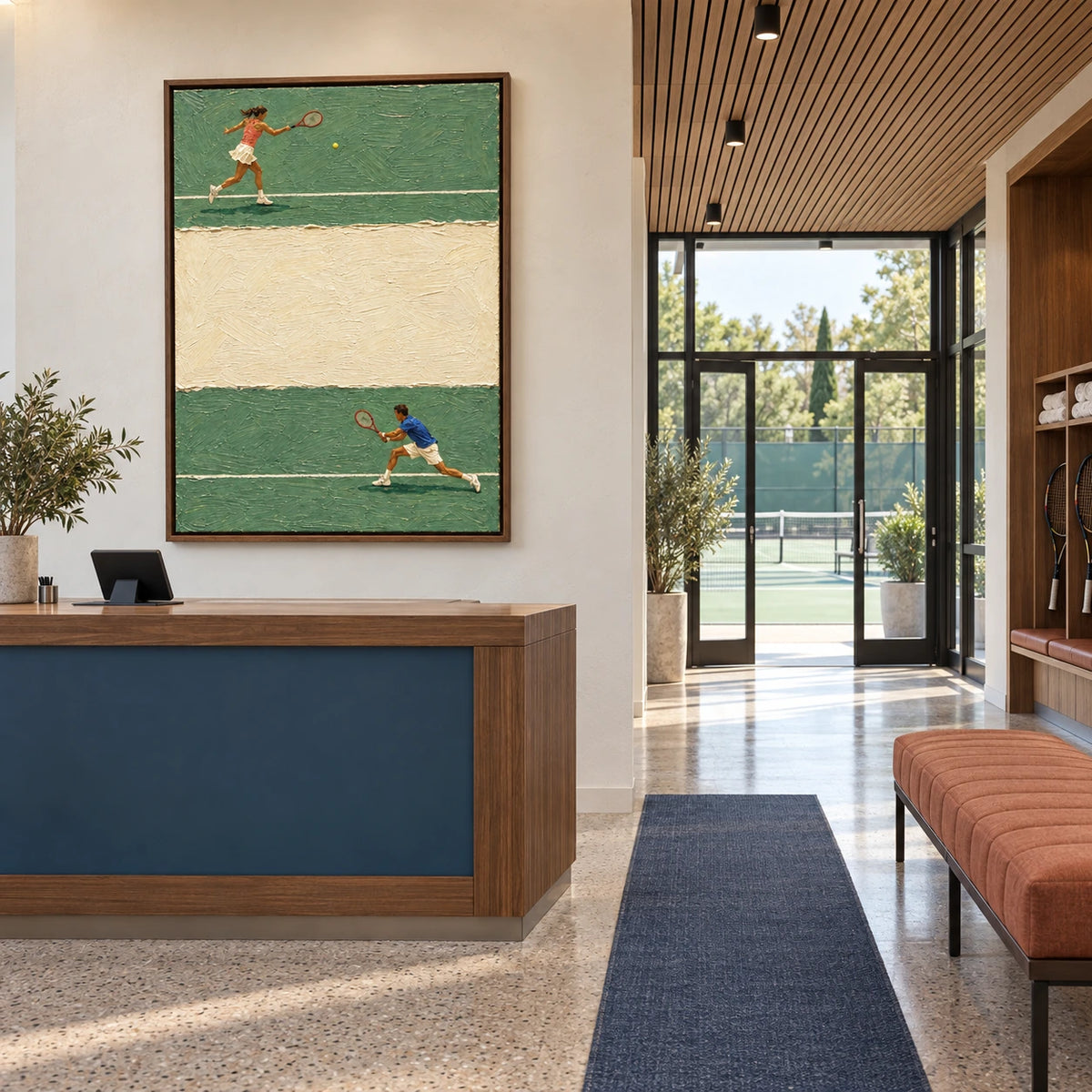 tennis court duel displayed in a tennis club reception