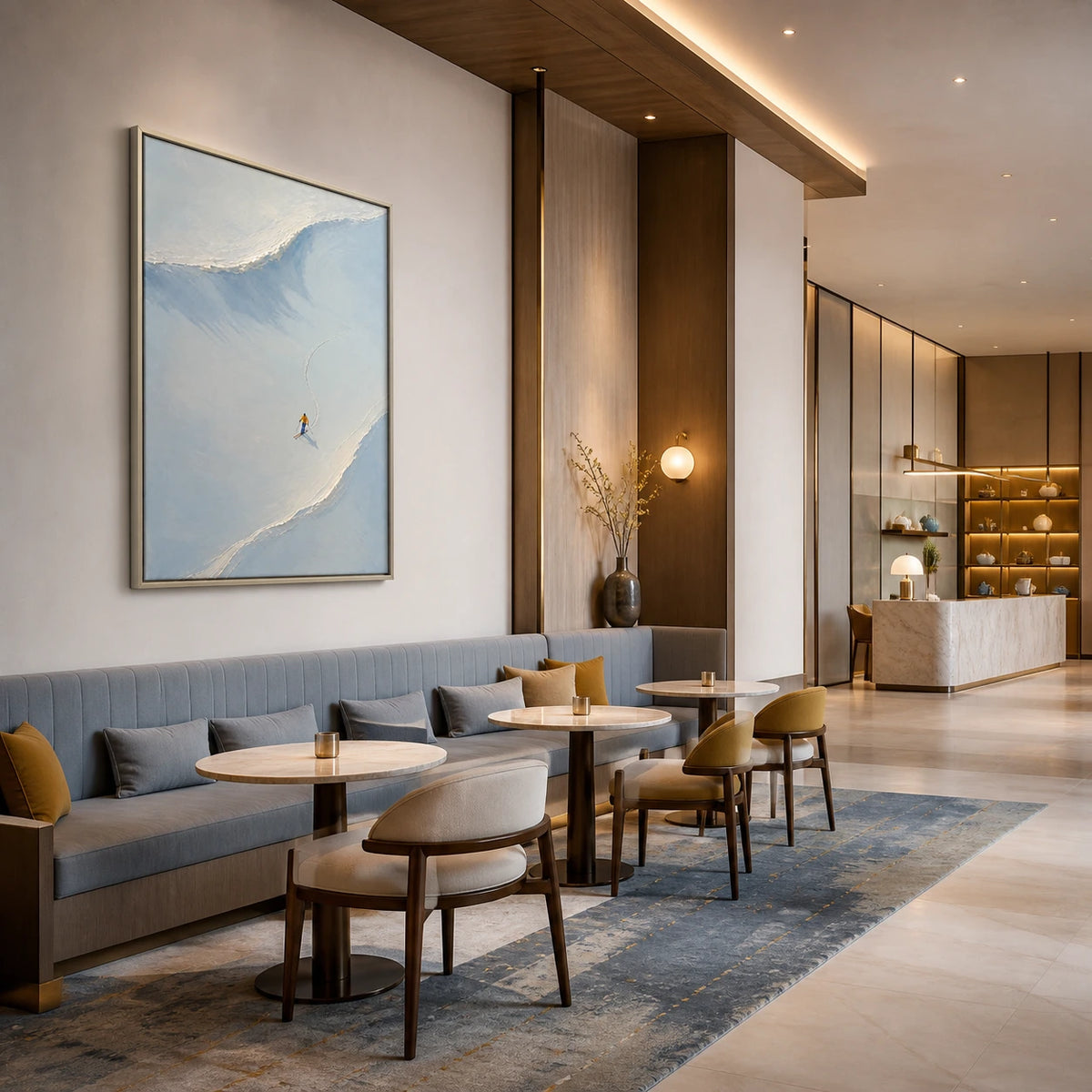 powder line displayed in a boutique hotel salon